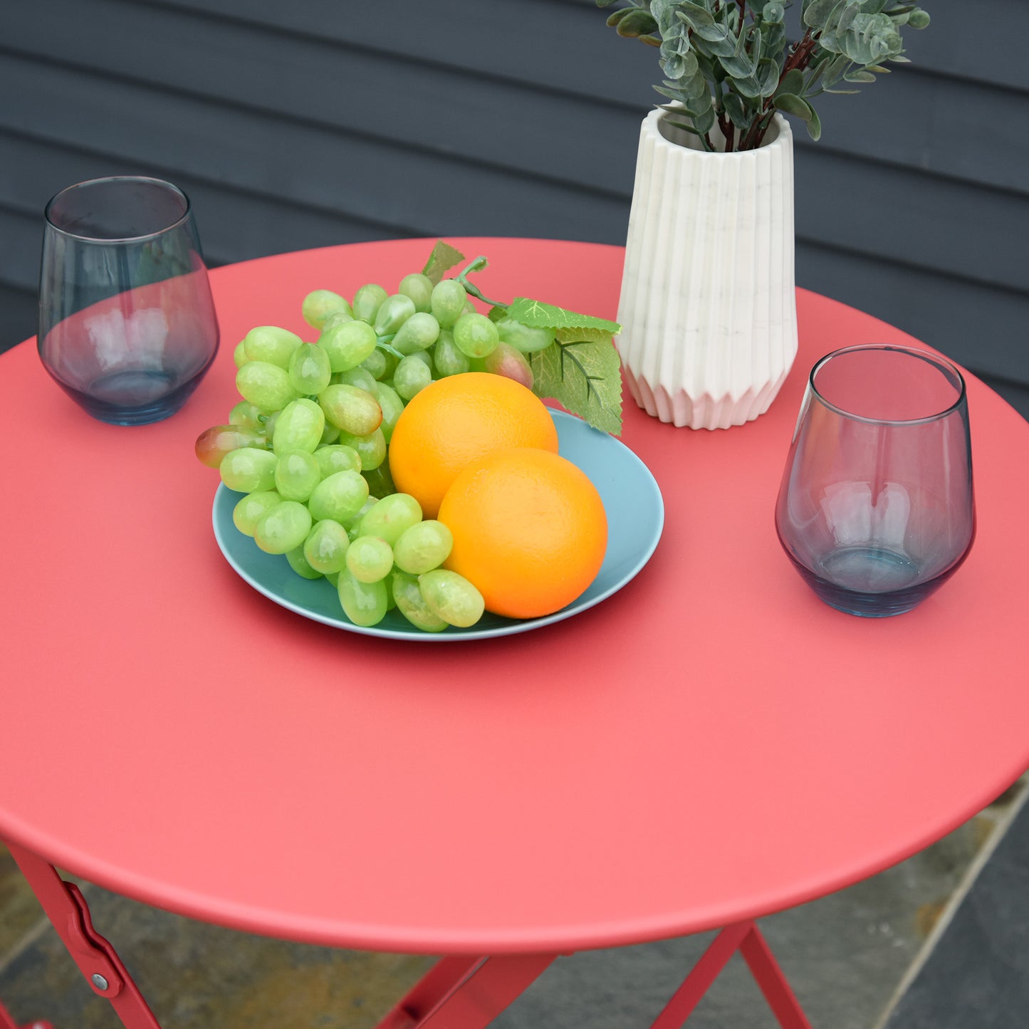 Outsunny Conjunto De Muebles Plegables De Jardín Mesa Y 2 Sillas De Metal Ø60x71_3