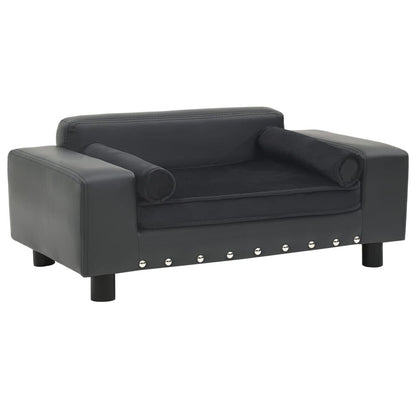 Vidaxl Sofá Para Perros Felpa Y Cuero Sintético Gris Oscuro 81x43x31cm_0