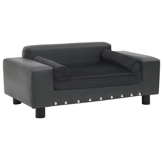 Vidaxl Sofá Para Perros Felpa Y Cuero Sintético Gris Oscuro 81x43x31cm_0