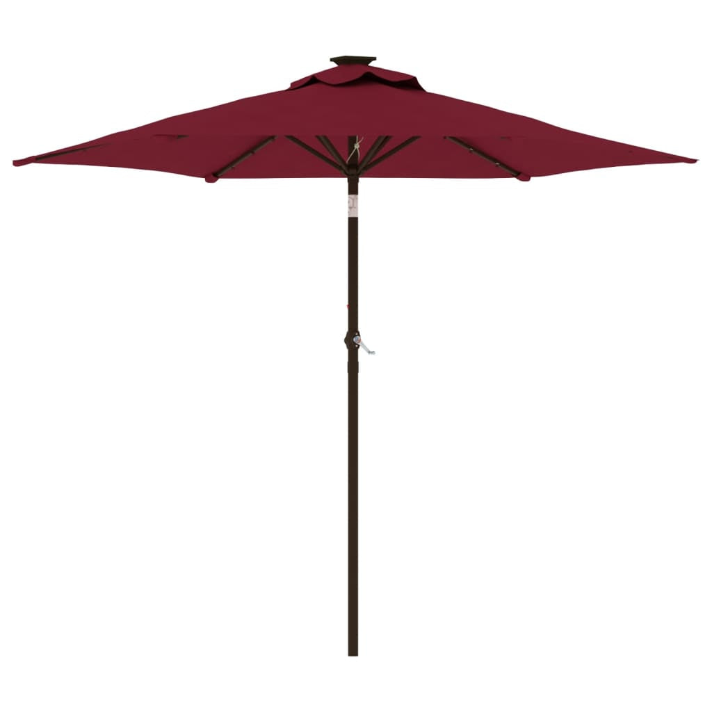 Vidaxl Sombrilla Jardín Con Luz Led Poste Acero Burdeos 225x225x212 Cm_0