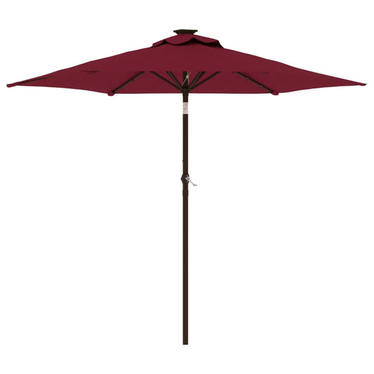 Vidaxl Sombrilla Jardín Con Luz Led Poste Acero Burdeos 225x225x212 Cm_0