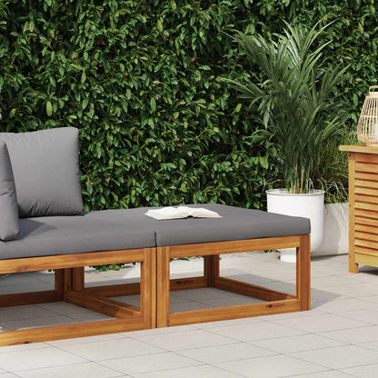 Vidaxl Reposapiés Con Cojín Gris Oscuro Madera Maciza De Acacia_1