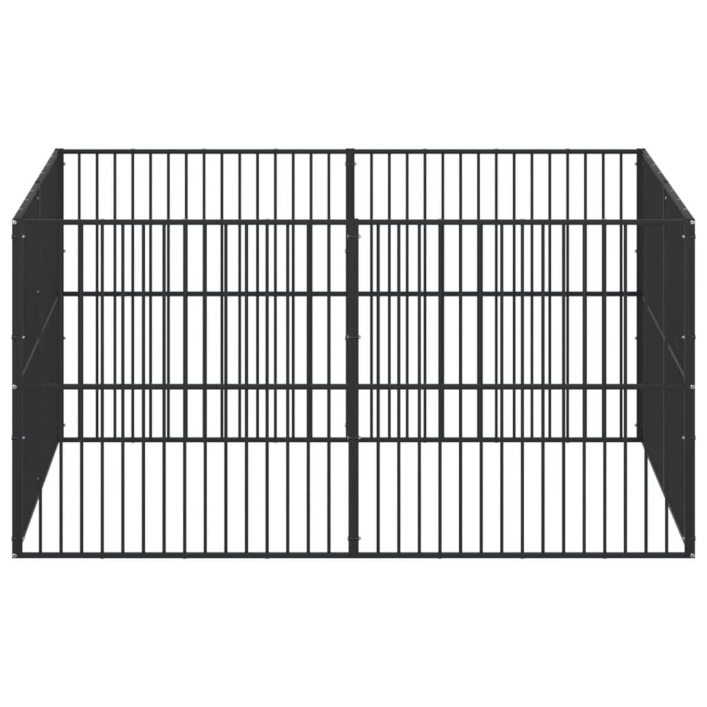 Vidaxl Corralito Para Perros Con 8 Paneles Acero Galvanizado Negro_3