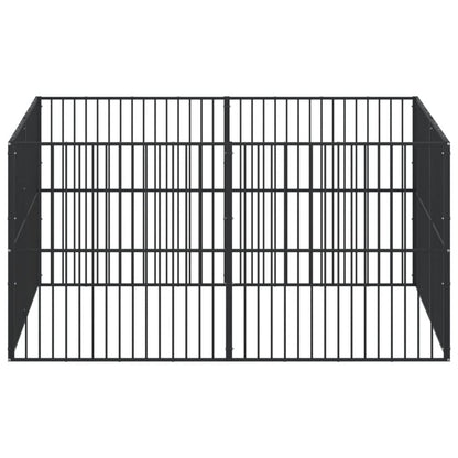 Vidaxl Corralito Para Perros Con 8 Paneles Acero Galvanizado Negro_3