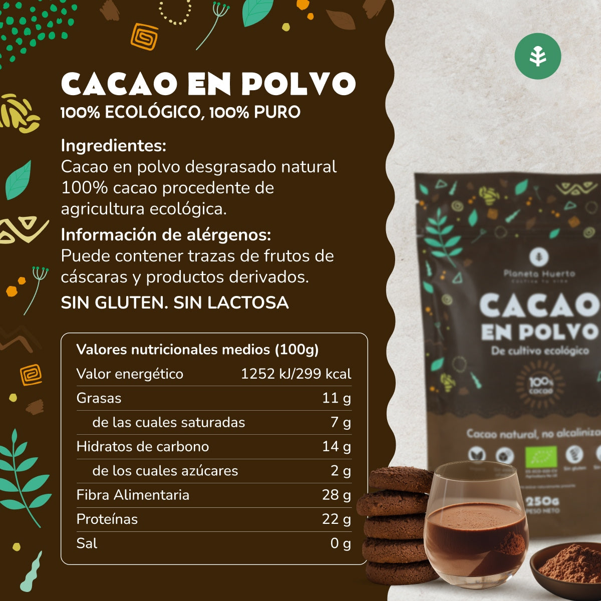 Pack 2x Cacao en polvo ECO Planeta Huerto 250 g