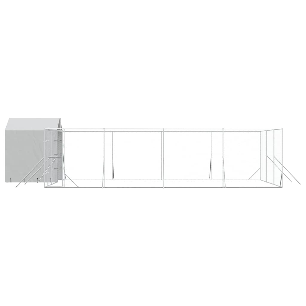 Perrera De Exterior Con Toldo Acero Galvanizado Plata 10x6x2,5m_3