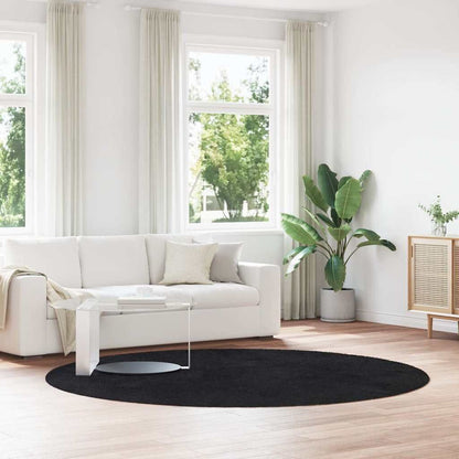 Vidaxl Alfombra Peluda De Pelo Largo Navarra Negra 240x240cm Poliéster_1
