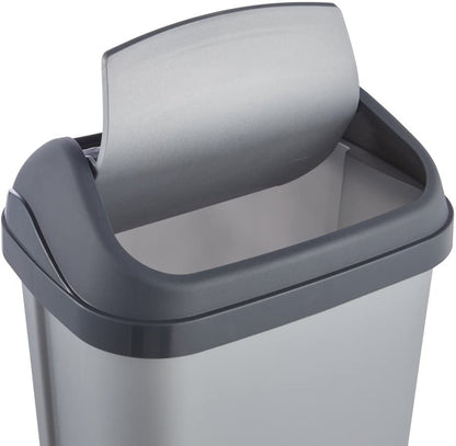 Cubo De Basura Con Tapa Basculante, 10 L, Swantje, Plateado_1