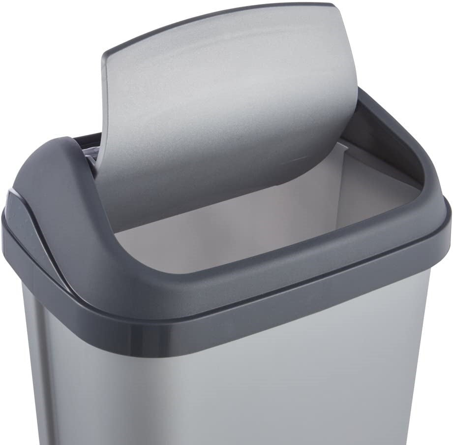 Cubo De Basura Con Tapa Basculante, 10 L, Swantje, Plateado_1