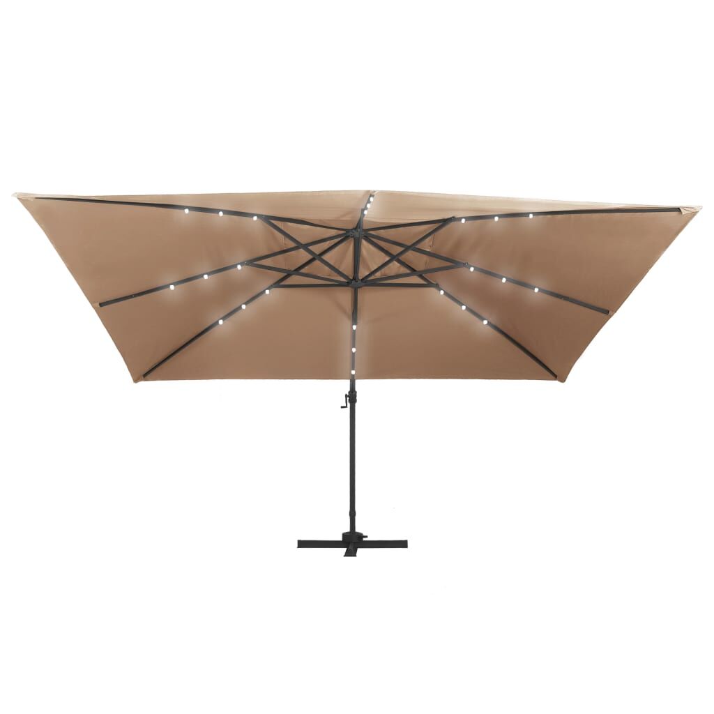 Vidaxl Sombrilla Voladiza Jardín Luces Led Poste Aluminio Taupe 4x3 M_3