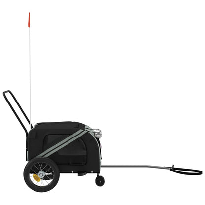 Vidaxl Remolque De Bicicleta Mascotas Hierro Tela Oxford Gris Negro_5