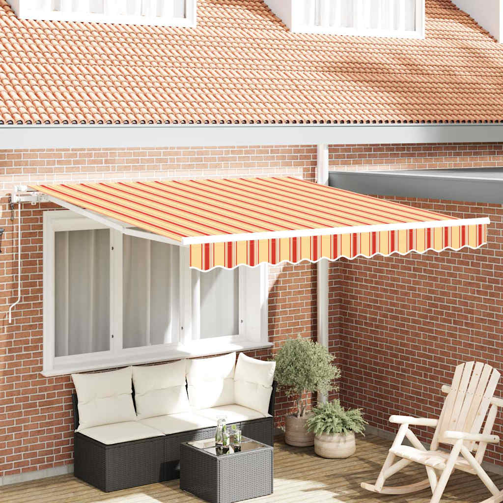 Toldo Retráctil Amarillo Y Naranja 300 X 250 Cm Tela Y Aluminio_1