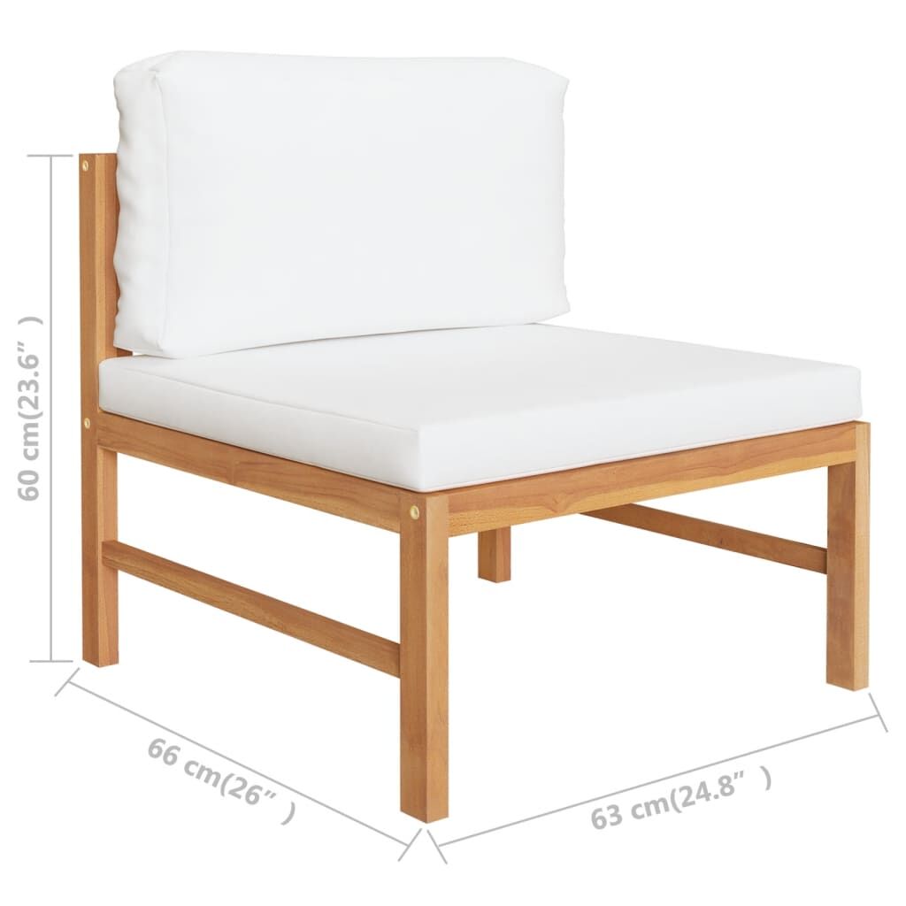 Vidaxl Set De Muebles De Jardín 2 Pzas Madera De Teca Y Cojines Crema_2