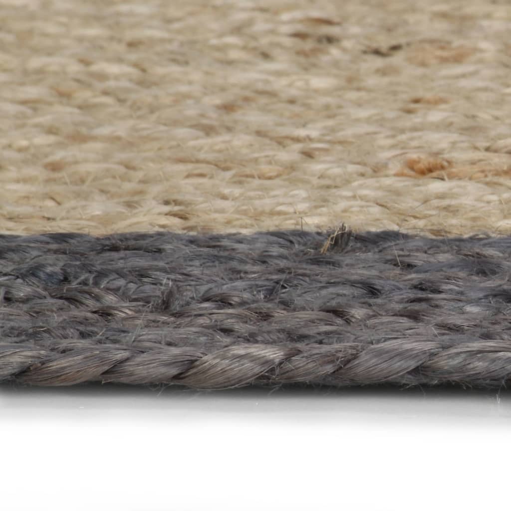 Alfombra Hecha A Mano De Yute Con Borde Gris Oscuro 120 Cm / Vetonek_3