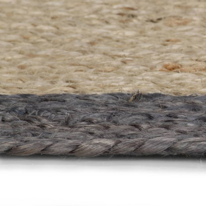 Alfombra Hecha A Mano De Yute Con Borde Gris Oscuro 120 Cm / Vetonek_3