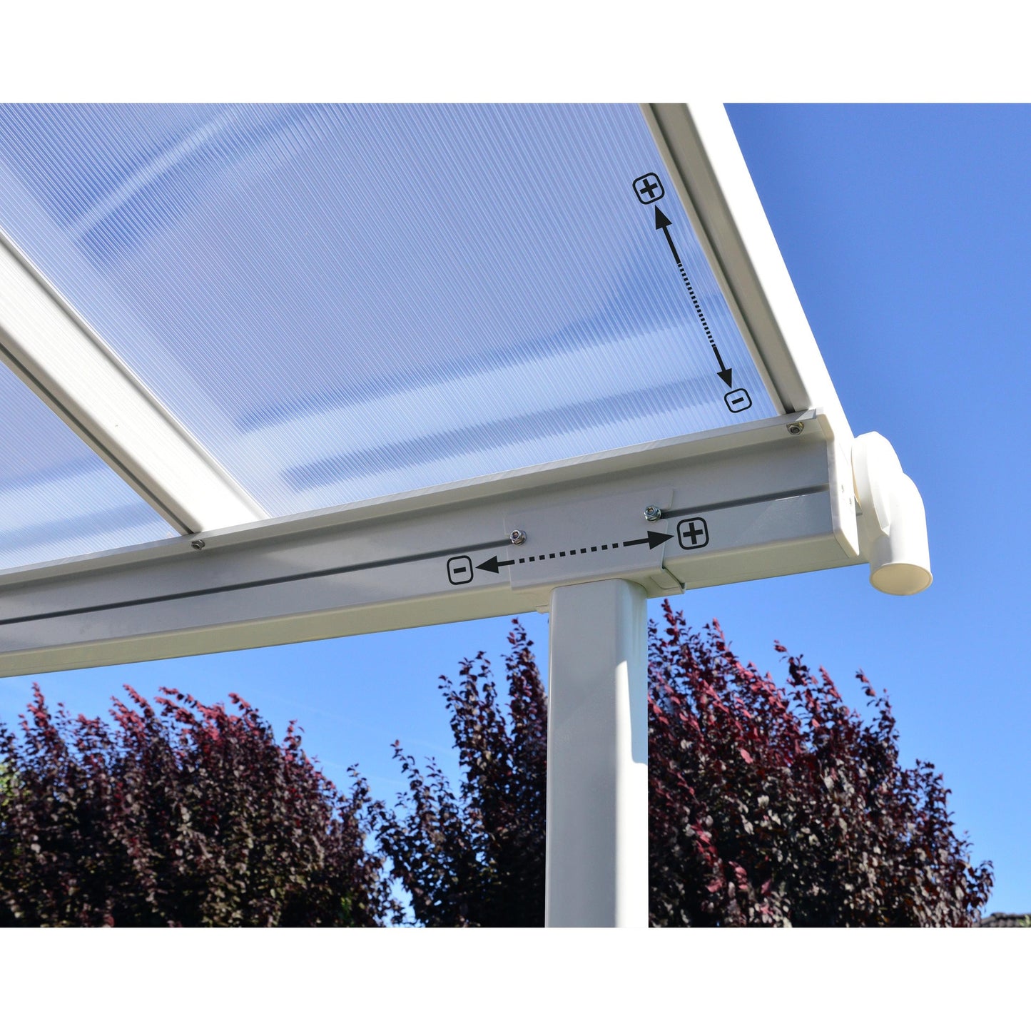 Pérgola adosada Sierra 224x447 cm blanco