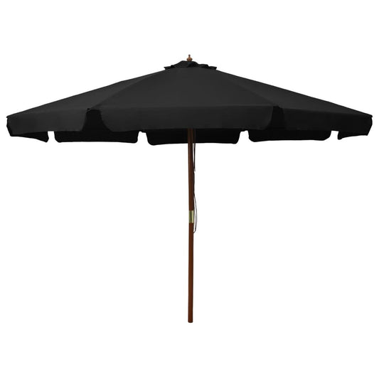 Vidaxl Sombrilla De Jardín Con Palo De Madera Negro 330 Cm_0