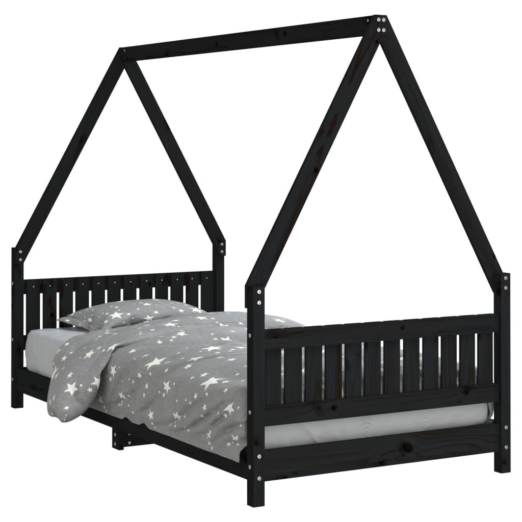 Vidaxl Estructura De Cama Para Niños Madera De Pino Negro 90x190 Cm_0