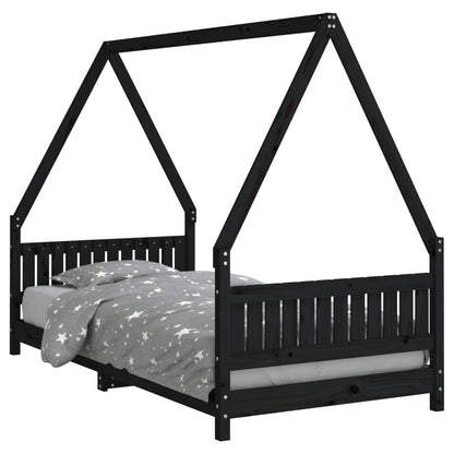 Vidaxl Estructura De Cama Para Niños Madera De Pino Negro 90x190 Cm_0