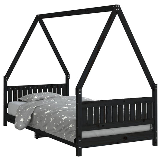 Vidaxl Estructura De Cama Para Niños Madera De Pino Negro 90x190 Cm_0