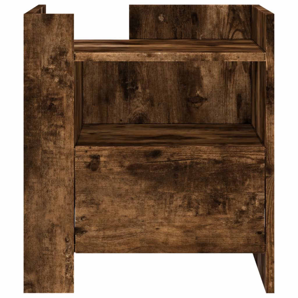 Mesita De Noche Madera De Ingeniería Roble Ahumado 45x50x50 Cm_2