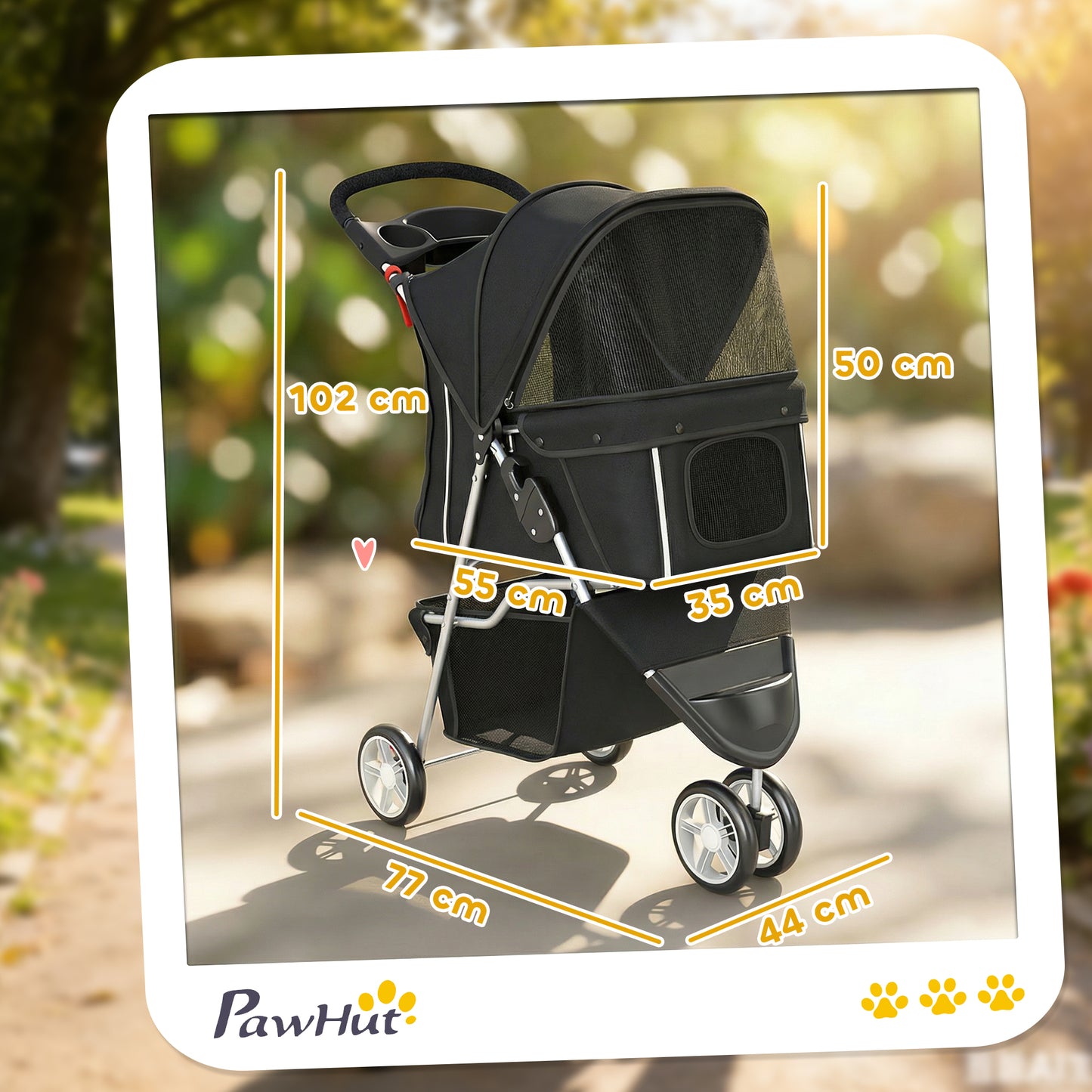 Pawhut Cochecito Para Perros Plegable Con Cesta De Almacenaje 77x44x102 Cm Negro_2