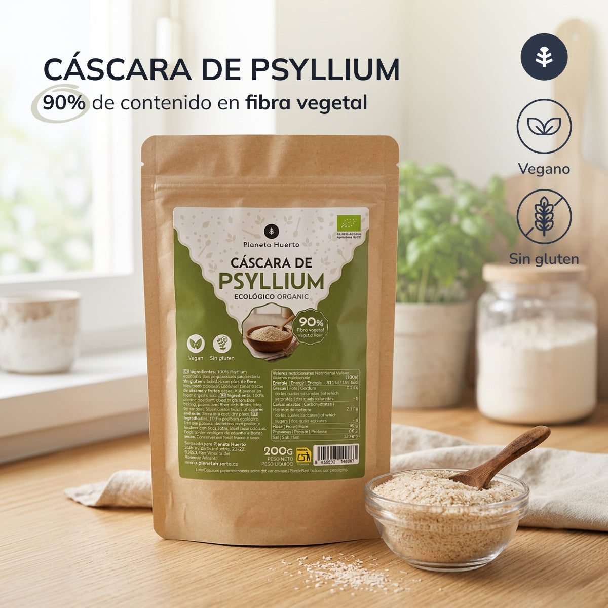 Cáscara de Psyllium Husk ECO Planeta Huerto 200 g