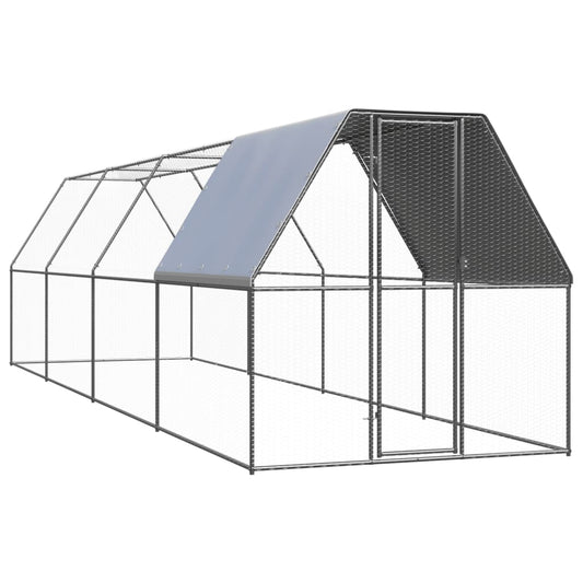 Vidaxl Jaula Gallinero De Exterior De Acero Galvanizado 2x8x2 M_0