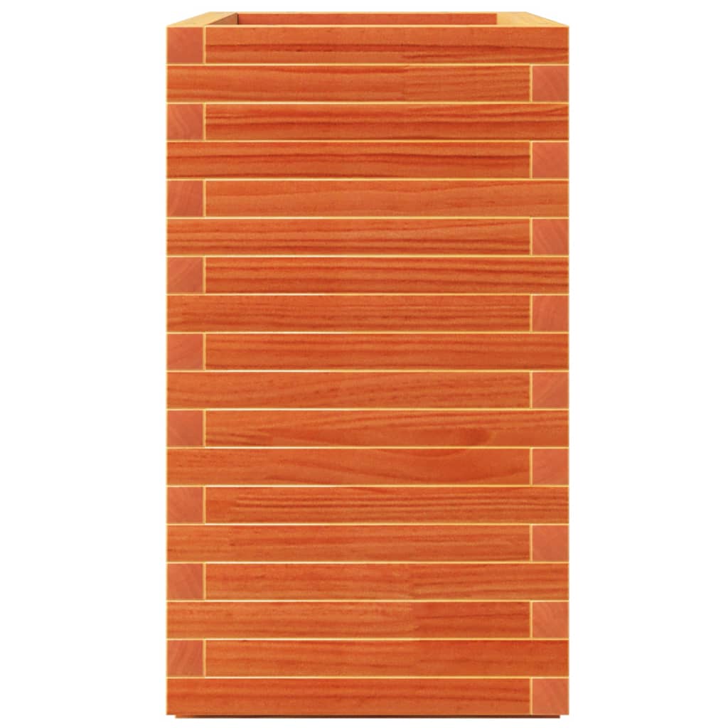 Jardinera Madera Maciza De Pino Marrón Cera 70x40x72,5 Cm_5