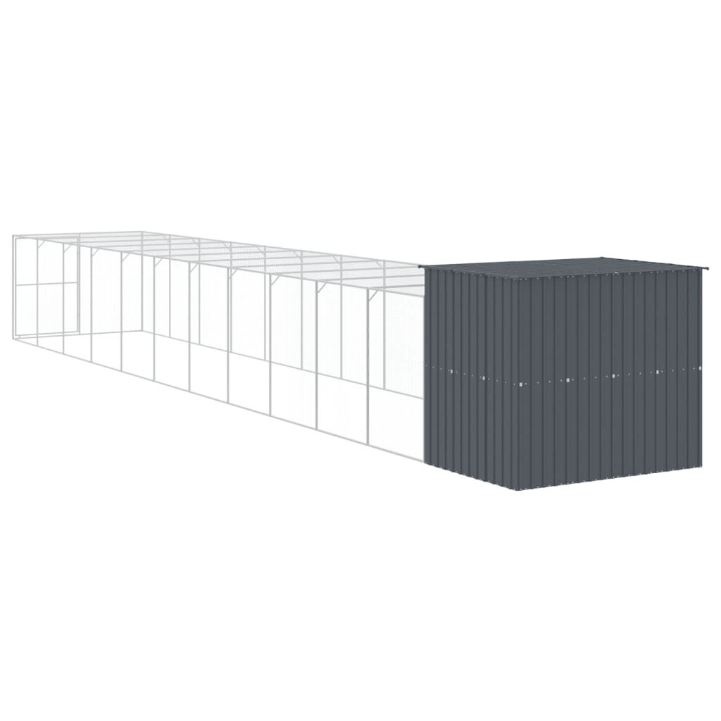 Vidaxl Caseta Perros Con Corral Acero Galvanizado Gris 214x1273x181 Cm_4