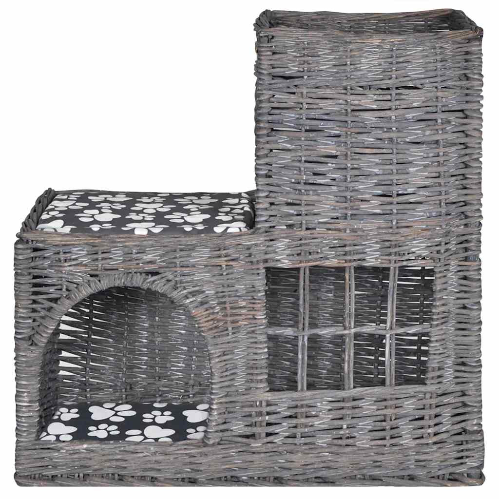 Vidaxl Casa/cama/rascador/castillo Para Mascotas De Sauce Con Cojín_1