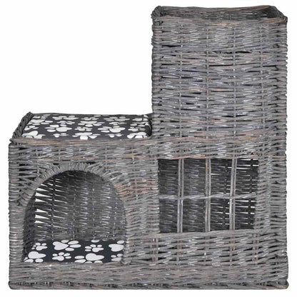 Vidaxl Casa/cama/rascador/castillo Para Mascotas De Sauce Con Cojín_1