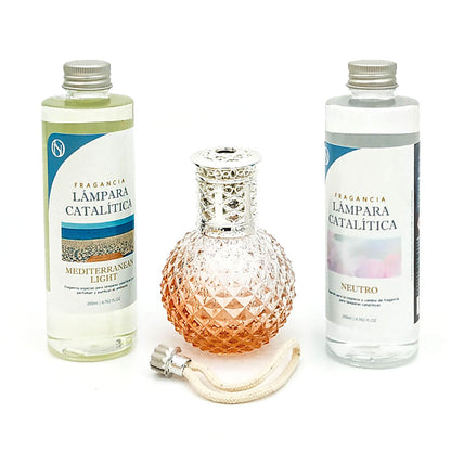 Pack Lámpara Catalítica Orange Diamonds + Fragancia Mediterranean Light 500ml + Limpiador Neutro 200ml + Mecha Repuesto_0