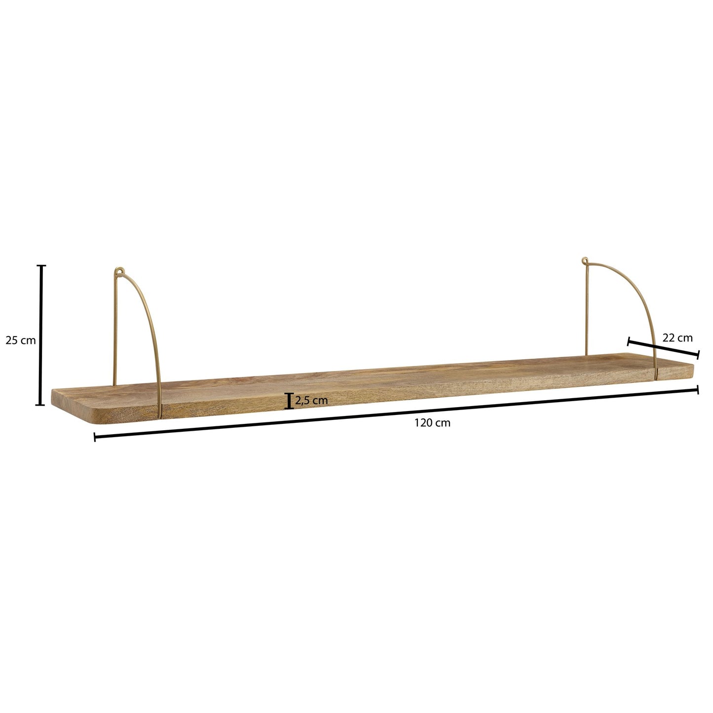 Estantería De Pared 120x25x22 Cm Madera Maciza De Mango Y Metal Industrial_3