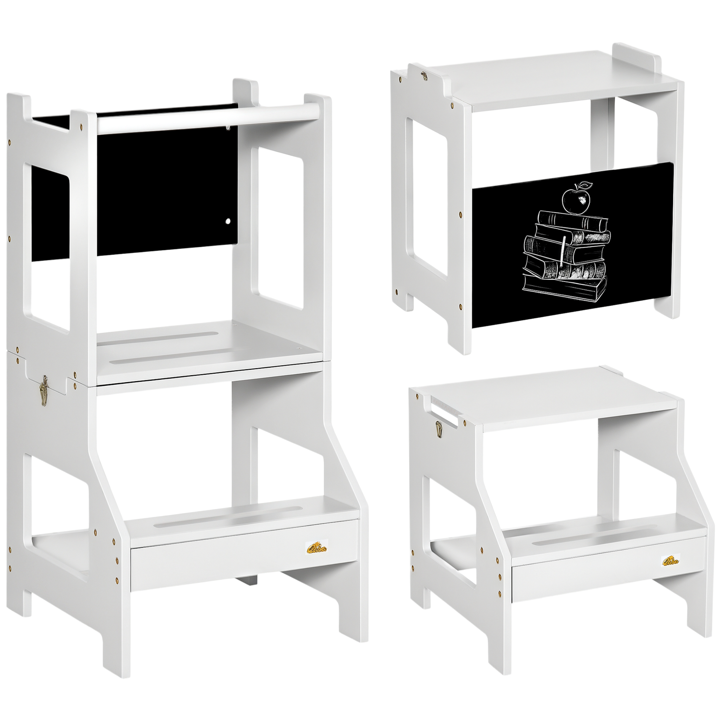 Homcom Torre De Aprendizaje 2 En 1 Con Pizarra 42x44x86 Cm Gris_0