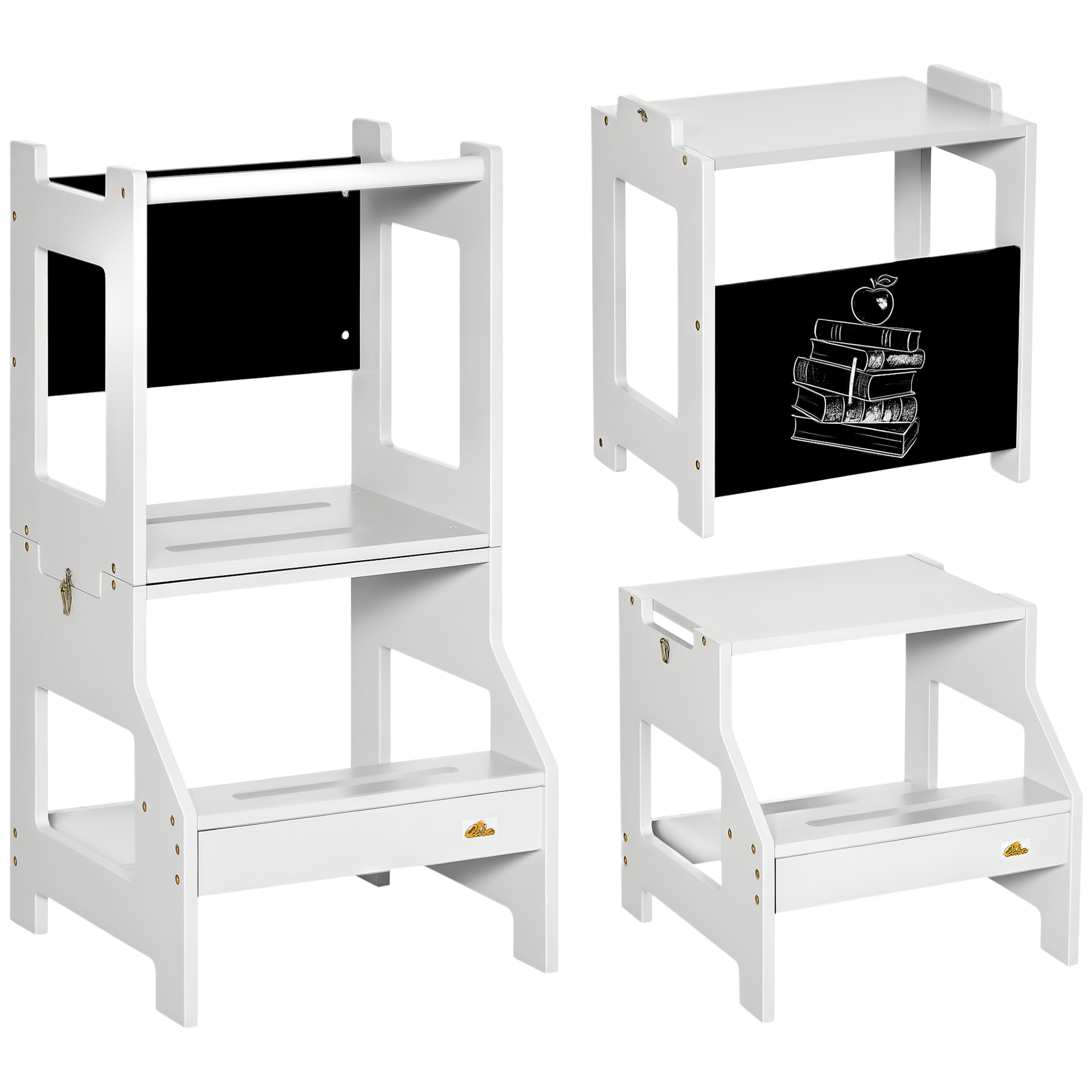 Homcom Torre De Aprendizaje 2 En 1 Con Pizarra 42x44x86 Cm Gris_0