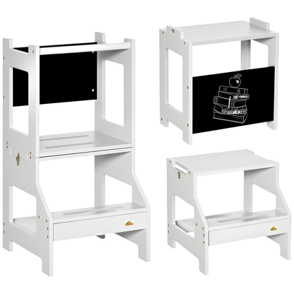 Homcom Torre De Aprendizaje 2 En 1 Con Pizarra 42x44x86 Cm Gris_0