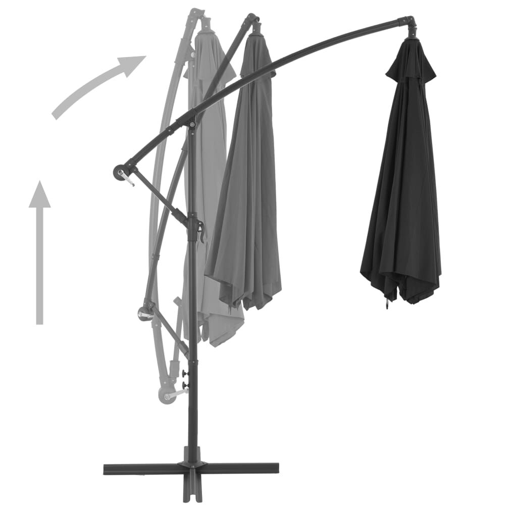 Vidaxl Sombrilla Voladiza Con Poste De Aluminio Negra 300 Cm_3