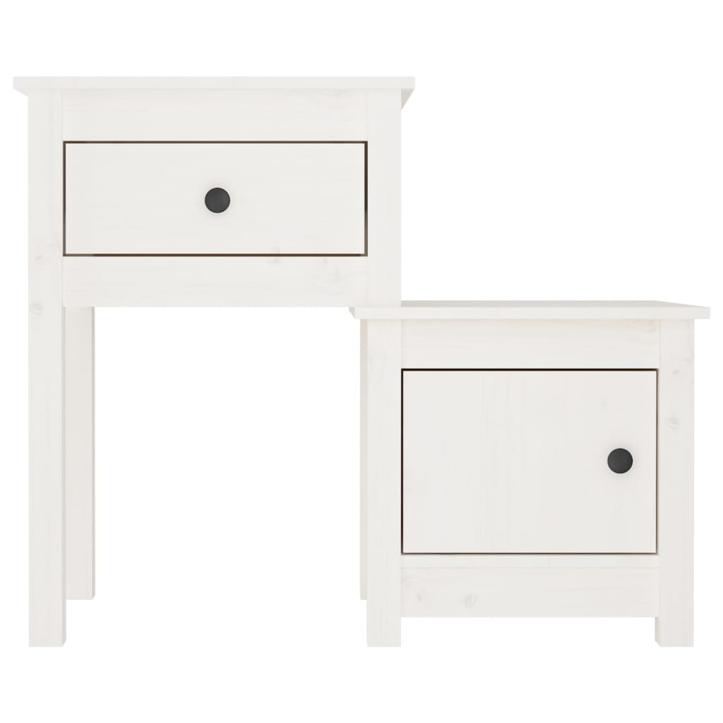 Mesitas De Noche 2 Uds Madera De Pino Blanco 79,5x38x65,5 Cm_3
