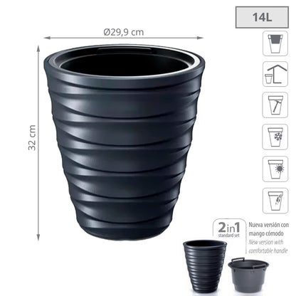 Maceta Freze 14l., Con Depósito, Dimensiones (mm) 299x299x320, Color Antracita_1