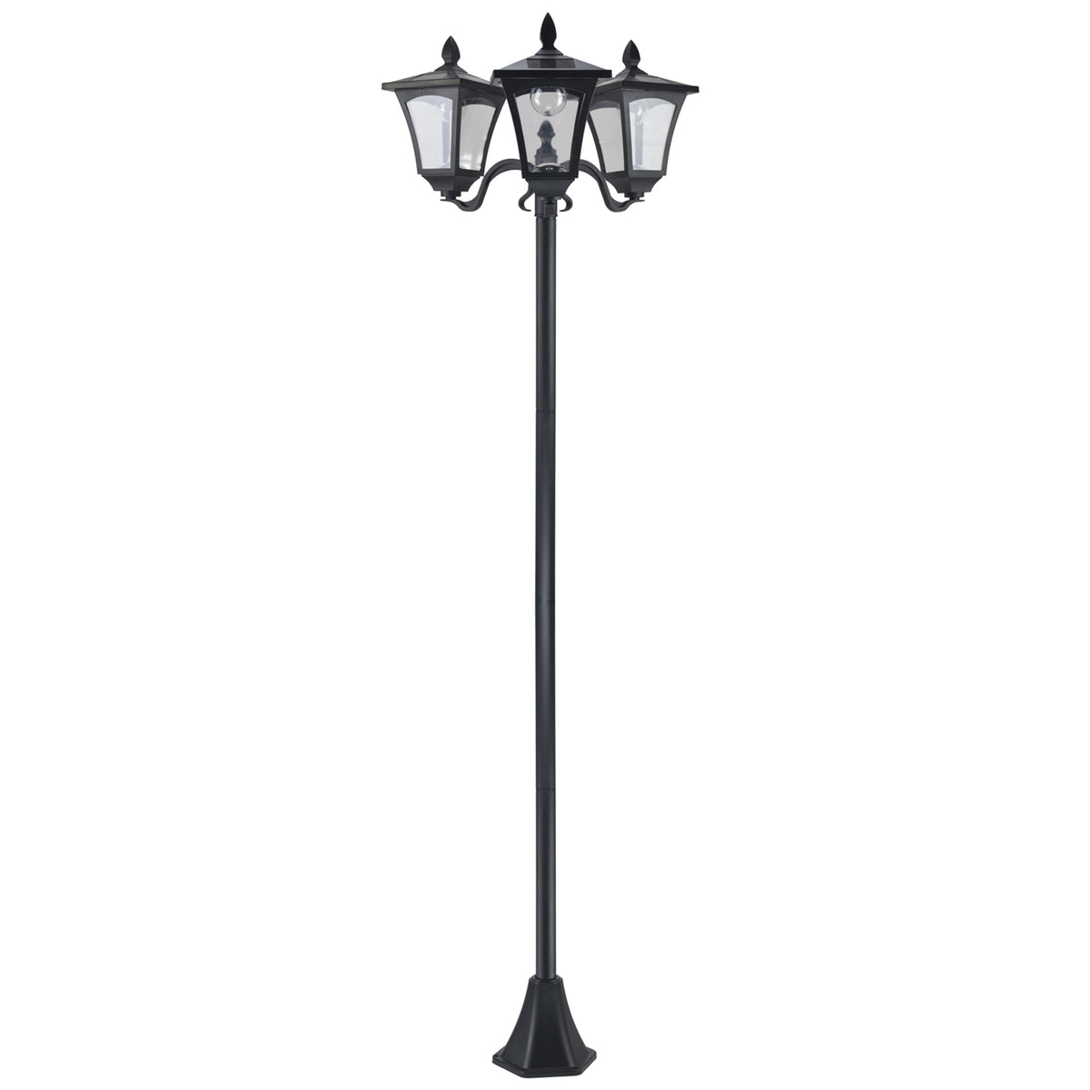 Farol Solar De Jardín Con 3 Luces Led Outsunny 51,5x47x182,5 Cm Negro_0