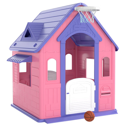 Aiyaplay Casita Infantil Exterior E Interior 3 En 1 Rosa Y Morado_0