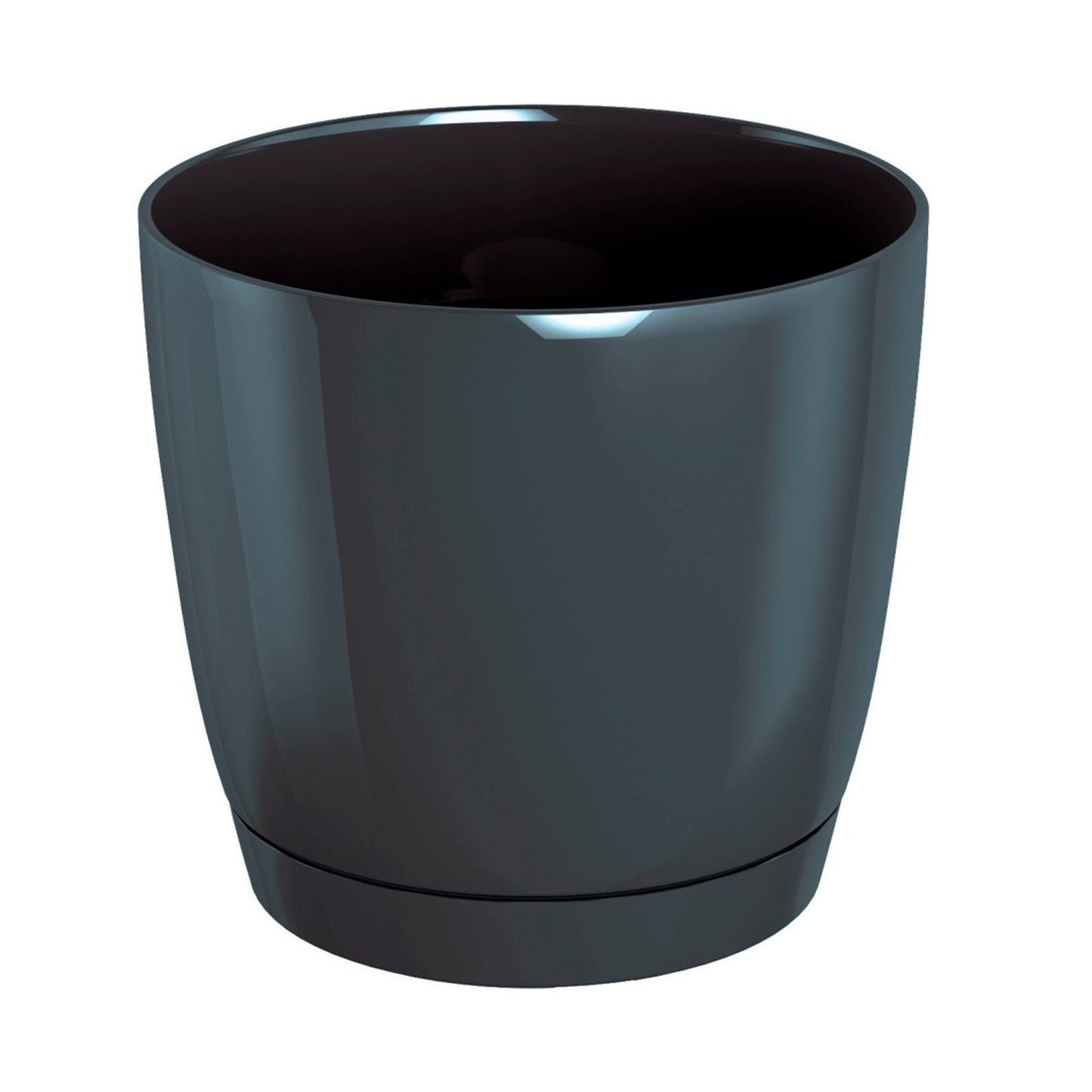 Maceta Redonda De Plastico Coubi Round P En Color Grafito 21 (largo) X 21 (ancho) X 19,3 (altura) Cm_0