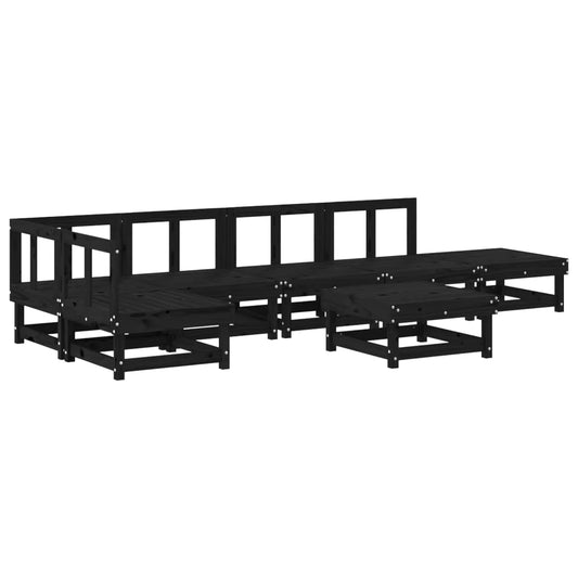 Vidaxl Juego De Muebles De Jardín 7 Piezas Madera Maciza De Pino Negro_0