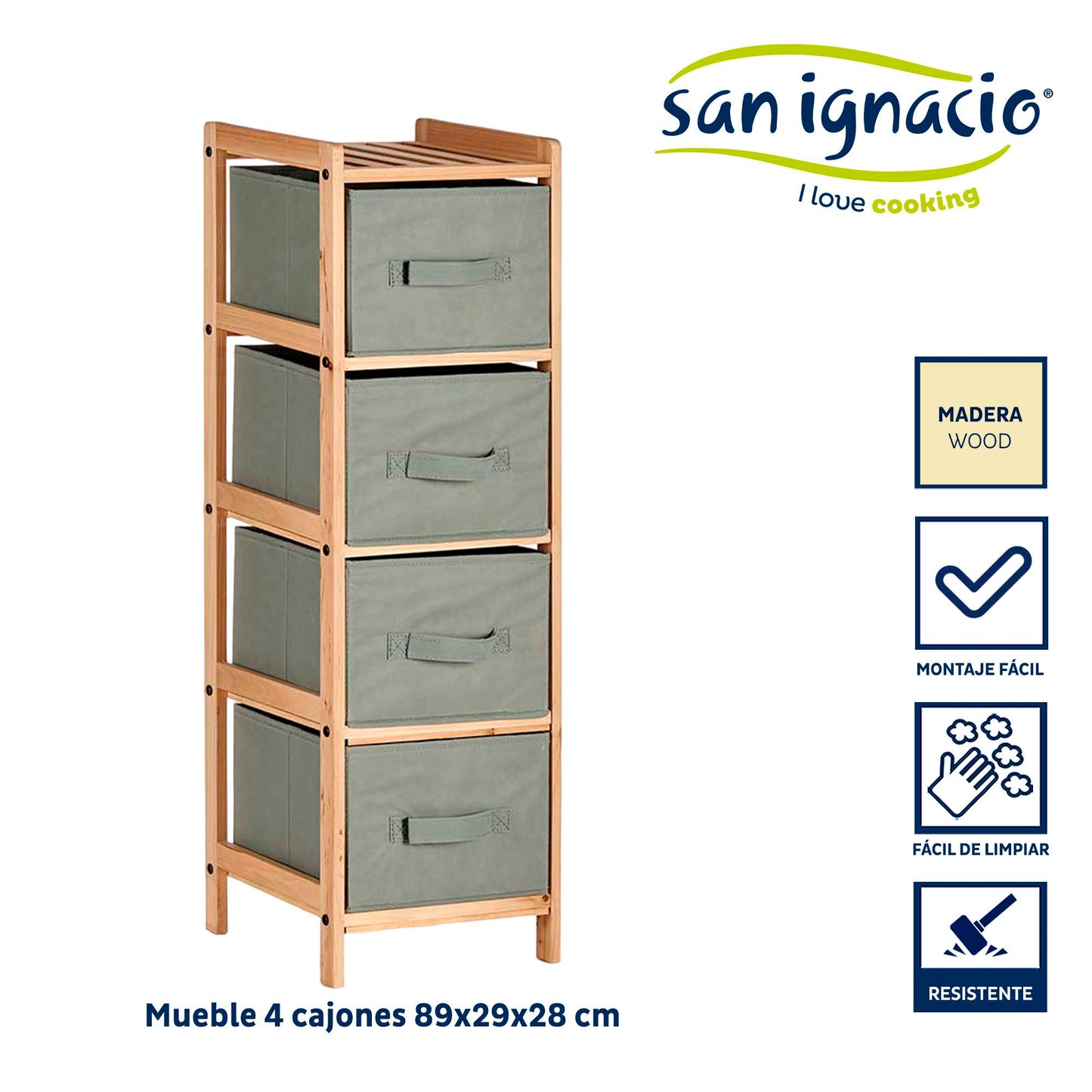 Mueble 4 Cajones Gris Oscuro - Colección Kipit_1