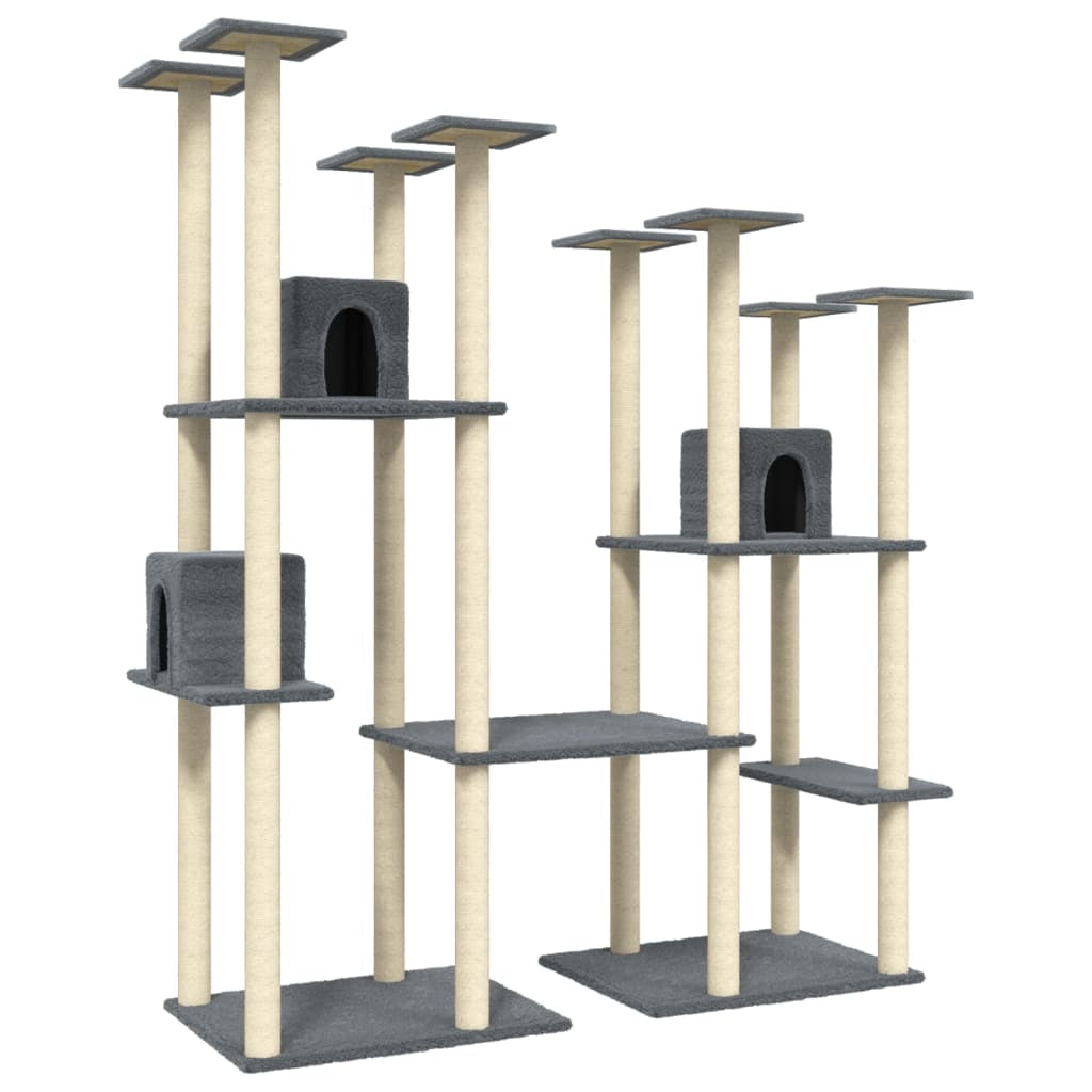 Vidaxl Rascador Para Gatos Con Postes De Sisal Gris Oscuro 174 Cm_0