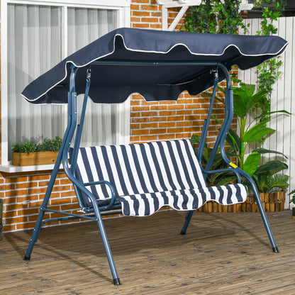 Outsunny Columpio De Jardín Con Toldo Ajustable En Ángulo 170x110x153 Cm Azul_1