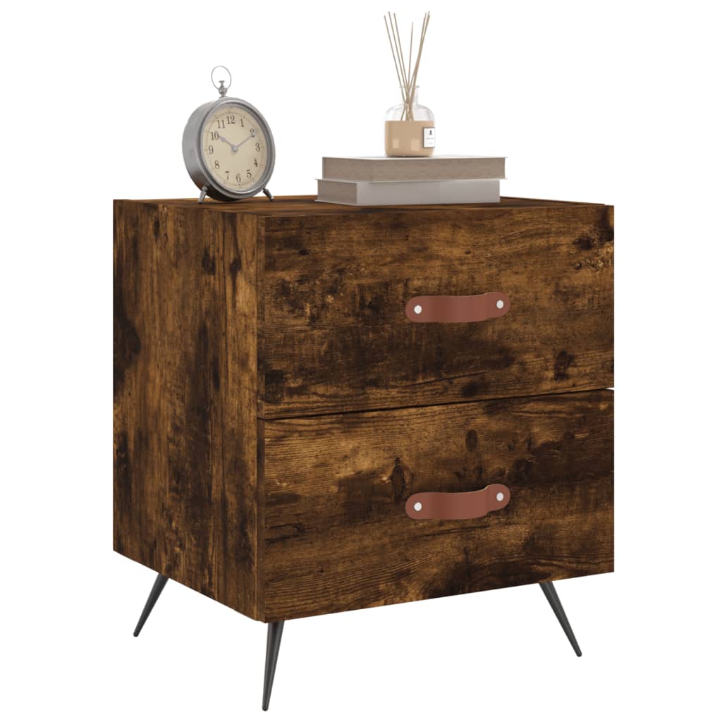 Mesita Noche 2 Uds Madera Ingeniería Roble Ahumado 40x35x47,5cm_2