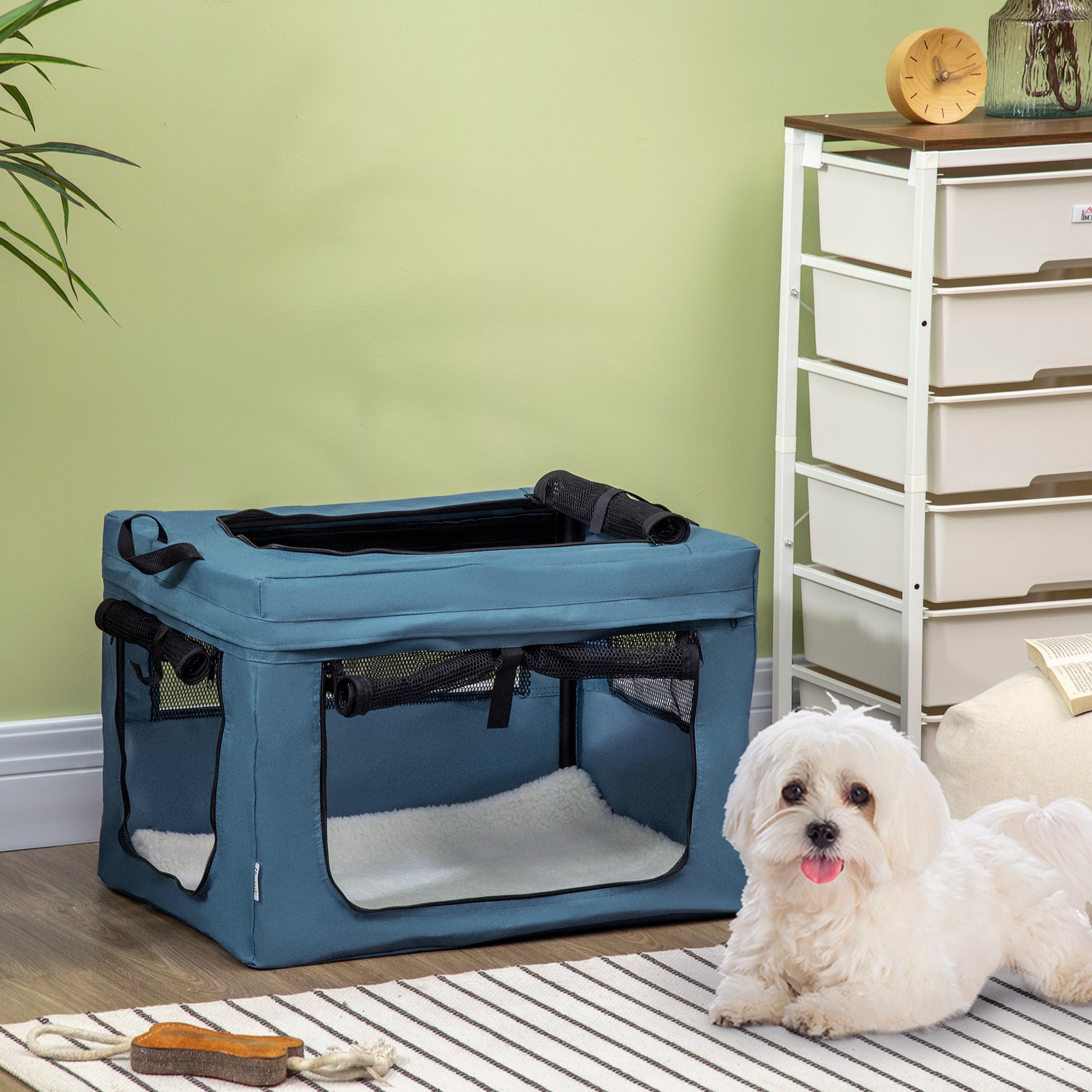 Pawhut Transportín Mochila Para Perros Gatos Con Cojín 60x42x42 Cm Azul_1