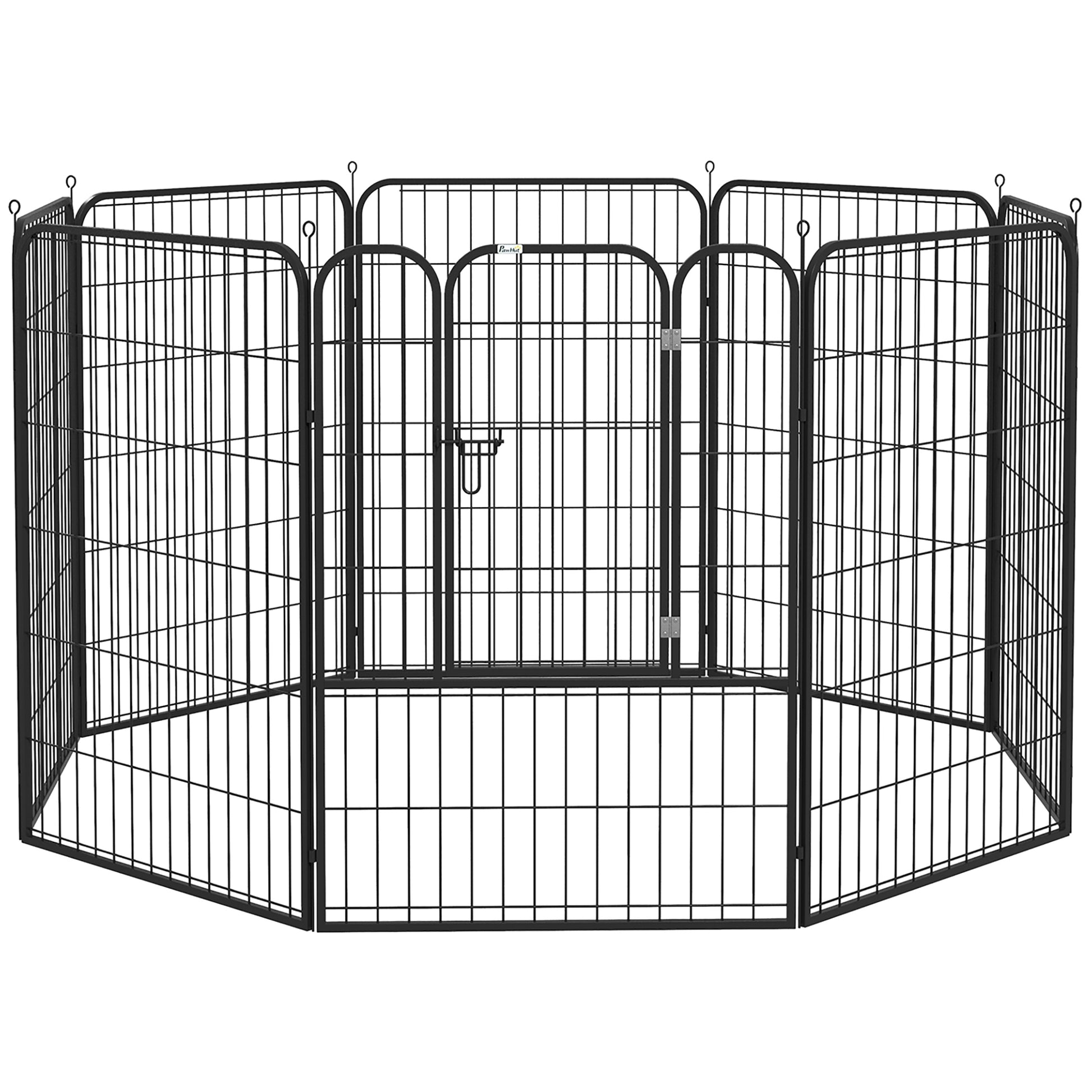 Pawhut Parque Para Mascotas 8 Vallas 80x100 Cm Corral Plegable Puerta Y Doble_0